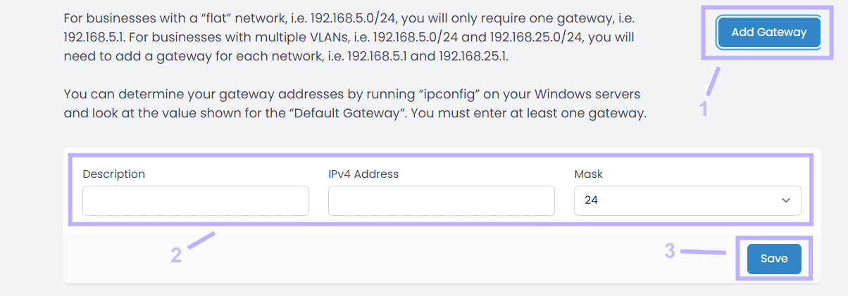 Screenshot of Cloud IBR portal showcasing how to add a gateway.