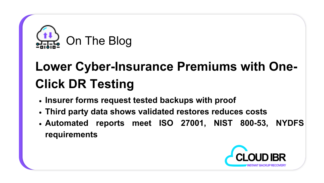 Lower Cyber-Insurance Premiums with One-Click DR Testing